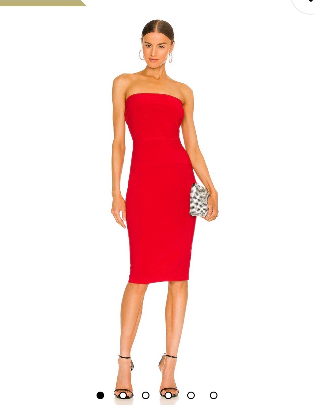 Norma Kamali Strapless Red Midi Dress